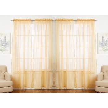 J&V TEXTILES 4-Pieces Sheer Solid Sheer Window Curtains 55x84 - Window Treatment Rod Pocket Voile Drape/Panel Sets for Patio Door