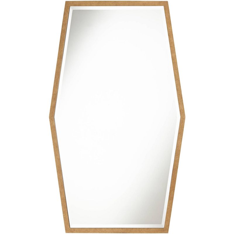 Noble Park Hexagonal Vanity Decorative Wall Mirror Modern Warm Gold Wood Finish Frame 28" Wide for Bathroom Bedroom Living Room Office, 1 of 7