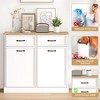 Tilt Out Trash Cabinet, Hidden Trash Can Cabinet 10 Gallon Storage Holder, Freestanding Garbage Can Cabinet - 4 of 4