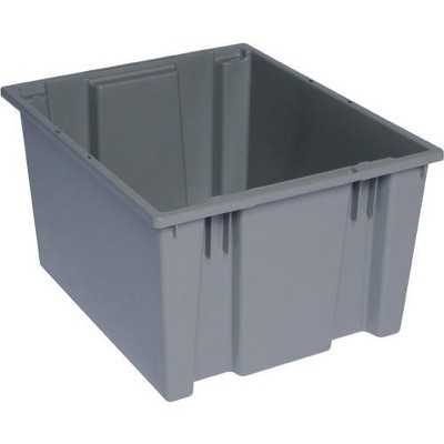 Quantum Storage Systems Stack And Nest Tote, 19-1/2"W X 15-1/2"D X 13"H, Heavy Duty, 1.70 Cu. Ft. Capacity, Gray Polypropylene