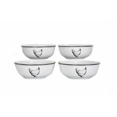 Omniware Country Farm Salad Bowls, Set of 4 - Dishwasher Safe Stoneware, Vintage-Inspired Farmhouse Style Dinnerware
