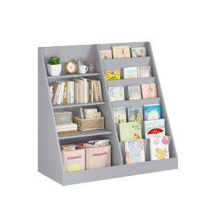 LIVAREEmlen Bookshelf and Toy Storage Organizer, Multifunctional 4 Tier Wooden Book Shelf for Kids, Children, Toddlers - 1 of 4