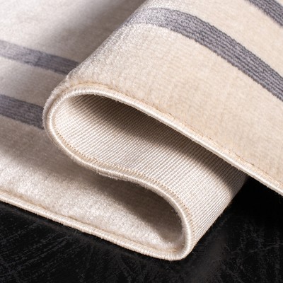 Ivory and Taupe Abstract Square Synthetic Rug 3' x 3'