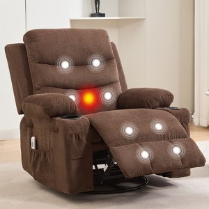 360 Swivel Nursery Recliner - Oversized Rocking Chair with Massage and Heat Recliner for Small Spaces, Nursery Bedroom Living Room Reclining Chairs - 1 of 4