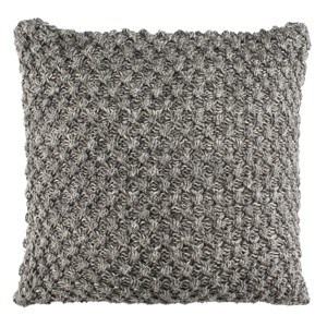 Janan Knit Pillow - Dark Grey/Natural - 20"X20" - Safavieh - 1 of 3