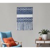 HomeRoots 26" X 51" Denim Blue And White Geometric Cotton Macrame Hanging Tapestry - 2 of 4