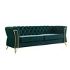 Modern Velvet 3-Seater Sofa with Gold Metal Accents - 2 of 4