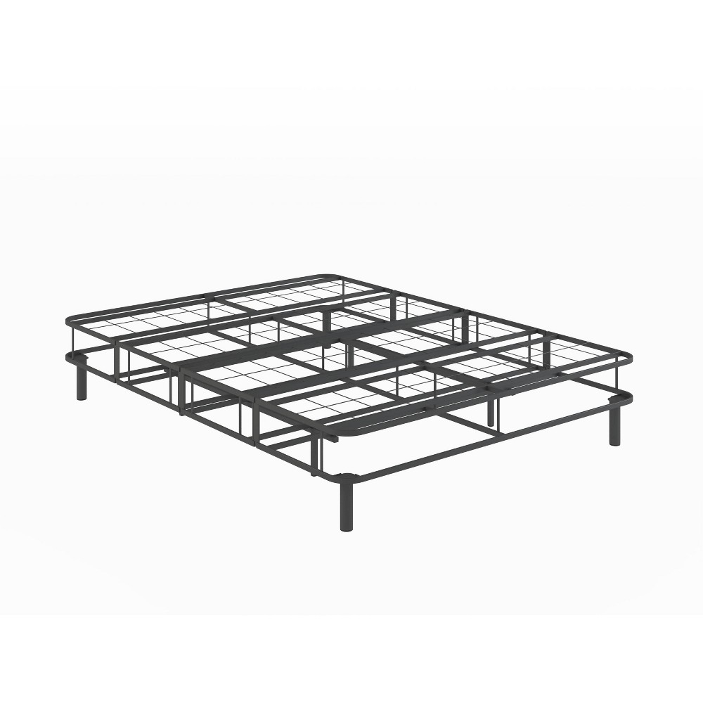 Hollywood Bed Frame Full Emerge Foldable Mattress Foundation with Attachable Legs Black: Metal Frame, Cotton Textile, Easy Care