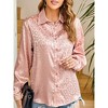 Leopard Stain Button Down Shirts for Women Roll Up Long Sleeve V Neck Casual Work Shirts - 4 of 4