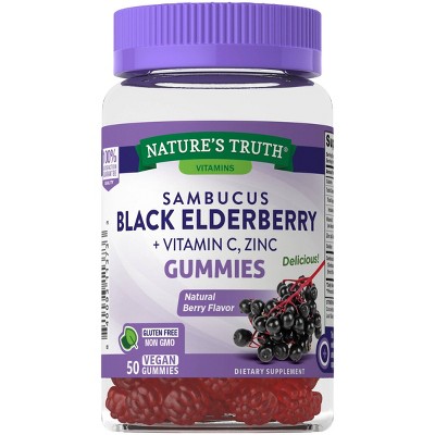 Nature's Truth Elderberry + Vitamin C Zinc Gummies - Natural Berry - 50ct