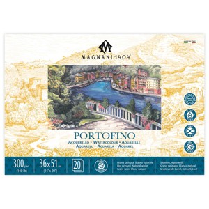 Magnani 1404 Portofino Hot Press 100% Cotton Watercolor Paper Pad, 20 Sheets, 12x12" , 140 lb, Acid-Free, UV Resistant, Vegan Sized Water Color Paper - 1 of 4