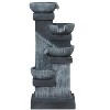Okak 4-Tier Resin Cascading Bowls Decorative Water Fountain, Waterfall Fountain with Inner Pump Design, Freestanding Fountain for Yard, Gray - 4 of 4