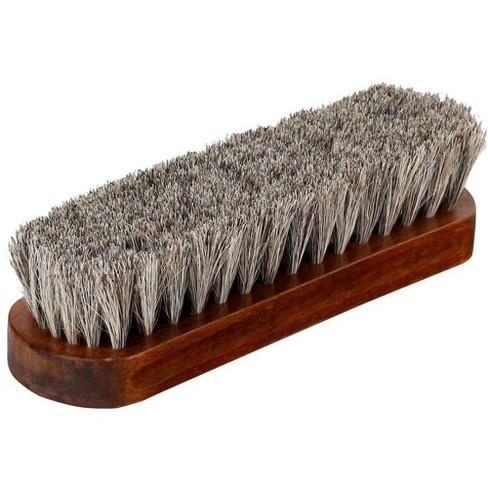 Shoe Brush- 100% Horsehair Shoe Brush for Leather, Shoes, Boots- Large 8  Premium Shine Brush- Fiamme (White) - The Vac Shop