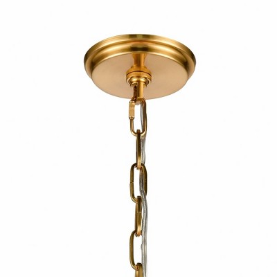 Matte White and Satin Brass Pendant Light with Etched Glass Diffuser
