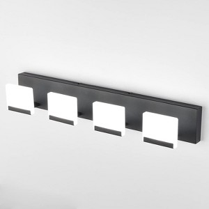 Runesay 4 Light Black Bathroom Vanity Light Fixtures Acrylic Matte Black Vanity Light Fixtures LED Modern Bathroom Vanity Lights Over Mirror - 1 of 4