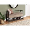 Monarch Specialties Bench Entryway Hallway Storage 42Inch Rectangular Metal Laminate Brown Black Contemporary Modern - 2 of 4