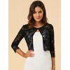 Allegra K Women's Elegant 3/4 Sleeve Sheer Floral Lace Cropped Bolero Shrugs - 2 of 4