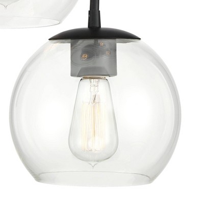 Samantha 22" Modern Black and Clear Glass 5-Light Pendant Chandelier