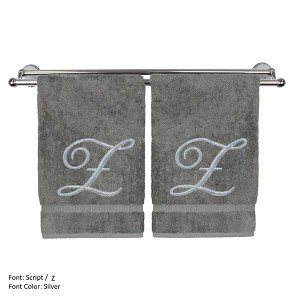 BC BARE COTTON Monogrammed Washcloth Towel, Personalized Gift, 13x13 Inches - Set of 2 - Gray - Silver Script - 1 of 1