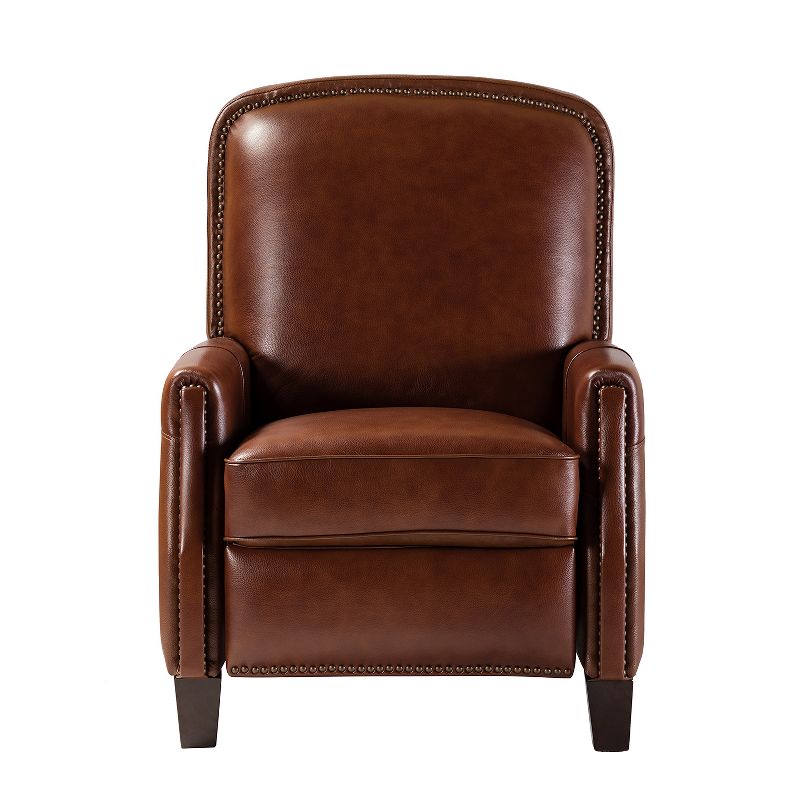 Deborah Modern Wooden Upholstery Modern Genuine Leather Recliner with Nailhead Trim for Living Room and Bedroom  | ARTFUL LIVING DESIGN, 3 of 11