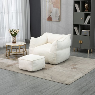 NicBex Couches for Living Room Single Lazy Sofa Bean Bag Chair Comfort Lounger High Back Bean Bag Chair Couch with Footstool for Bedroom