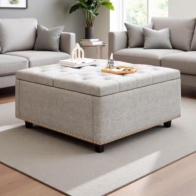 32.2" Mid-Century Linen Storage Bench