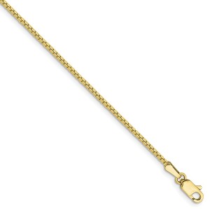 Black Bow Jewelry 1.25mm, 10k Yellow Gold, Box Chain Anklet, 9 Inch - 1 of 4