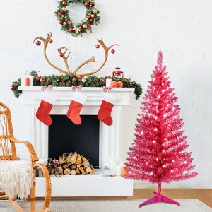 4FT Red Christmas Tree with 50 UL Lights, 122 PVC Tips,Artificial Holiday Tree for Indoor Decoration, Small Space, Tabletop, Apartment, or Office - 1 of 1