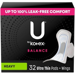 U by Kotex Balance Ultra-Thin Heavy Pads with Wings - Unscented - 1 of 4