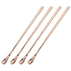 Unique Bargains Stainless Steel Mixing Cocktail Drink Long Handle Spoon 4 Pcs - 1 of 4