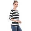 INSPIRE CHIC Women's Stripes Casual Basic Elbow Sleeves Boat Neck Slim Fit T-Shirts - 4 of 4