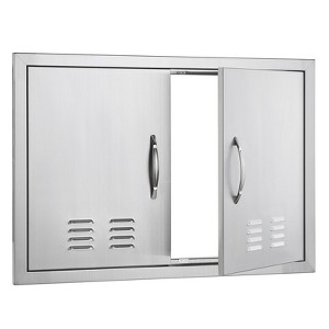 VEVOR BBQ Access Door, 30W x 21H Inch Double Outdoor Kitchen Door, Stainless Steel Flush Mount Door, Wall Vertical Door with Handles and Vents - 1 of 4