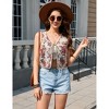 Clearlove Women's Floral Print V Neck Vest Tie Front Sleeveless Vintage Boho Vests Tops - 2 of 4