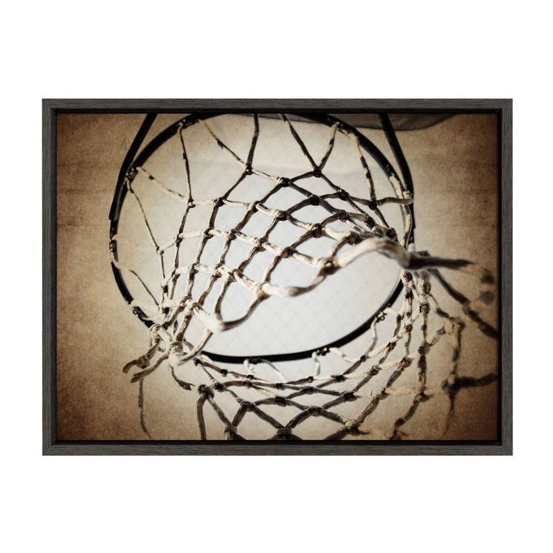 18&#34; x 24&#34; Sylvie Basketball Net Framed Canvas Wall Art by Shawn St. Peter Gray - DesignOvation, 1 of 10