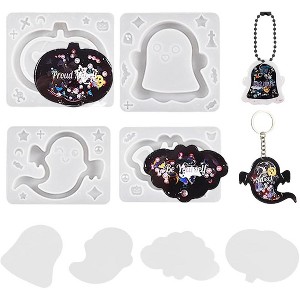 JDICTION 4 PCS Halloween Quicksand Silicone Molds - Pumpkin/Bat/Ghost for DIY Keyring Pendants Jewelry - 1 of 4