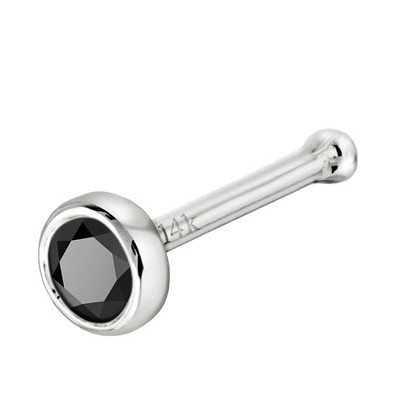 Jewelry Avalanche 22G 14K Gold Bezel-set Black Diamond Ball-end Nose Stud
