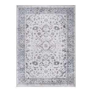 Modern Farmhouse Floral Scroll Border Indoor Area Rug or Runner by Blue Nile Mills - 1 of 4