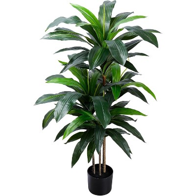 Boersma Artificial Dracaena Tree Fake Plant with Black Planter-Faux Plants Indoor Tall Housewarming Gift,Tropical Yucca Silk Tree for Home