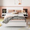 Floating Platform Bed, Bed with LED Headboard Light and Built-in Bedside Nightstands, Modern Particle Board Frame Bed-Baofuwish - 2 of 4