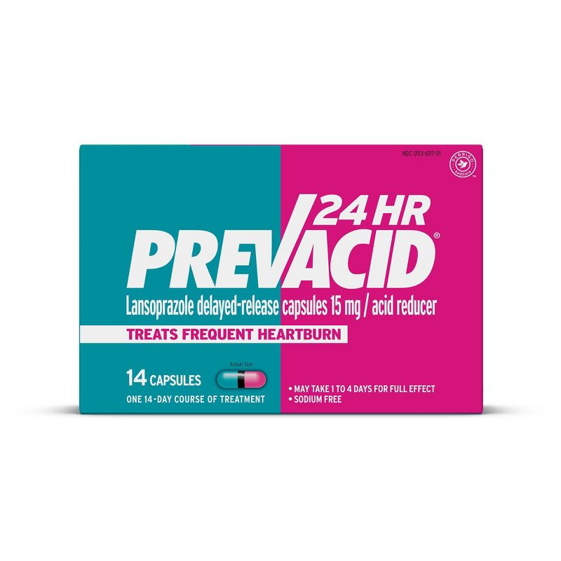 Prevacid 24 HR Lansoprazole Acid Reducer Delayed-Release 15 mg- PPI for Complete Heartburn Relief - 14 Capsules, 1 of 9