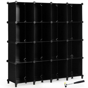 Costway 16 Cube Storage Organizer Plastic Organizer Units 49.5'' X 13'' X 50.5'' Black - 1 of 3