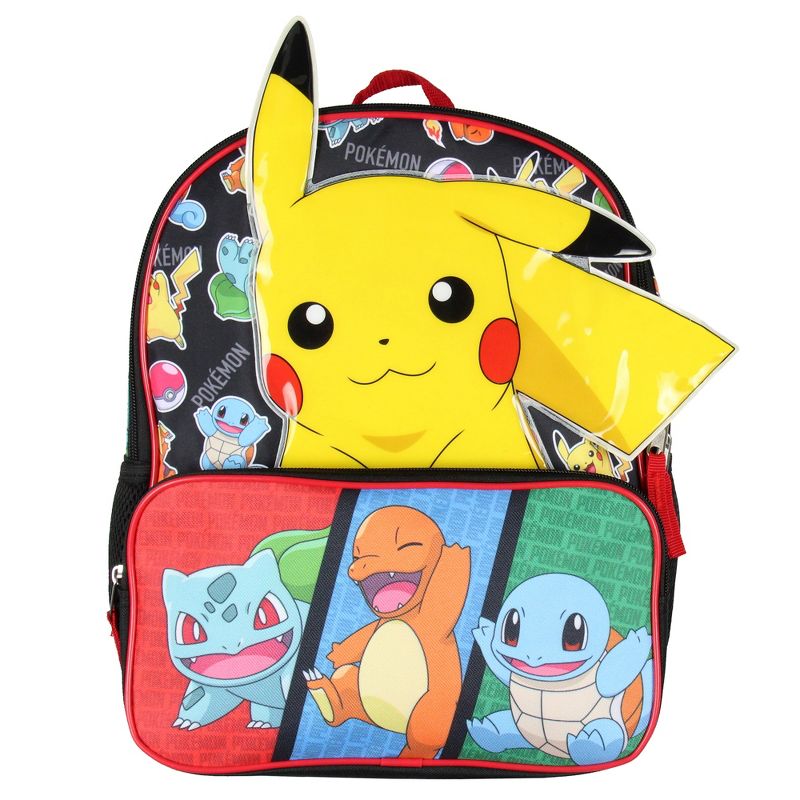 Pokemon 3D Pikachu Bulbasaur Squirtle Charmander 14" Kids School Backpack Multicoloured, 3 of 6