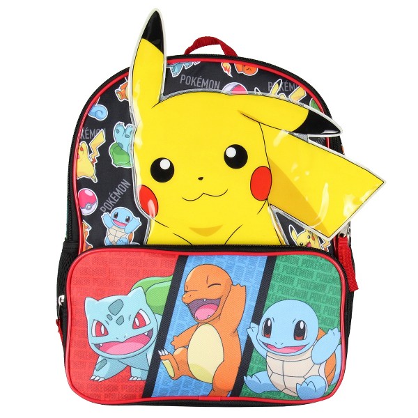 Mochila escolar Pokemon 3D Pikachu Bulbasaur Squirtle Charmander de 14" para niños 2
