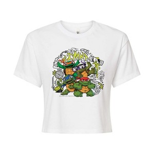 Women's - Teenage Mutant Ninja Turtles Mutant Mayhem - Mm Sketchy Cropped Graphic T-Shirt - 1 of 4