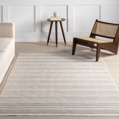 Millicent Beige and White Striped Reversible 4' x 6' Area Rug