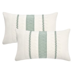 REGALWOVEN Patchwork Fade-Resistant Striped Woven Decorative Throw Pillow Covers 2 Pcs - 1 of 4