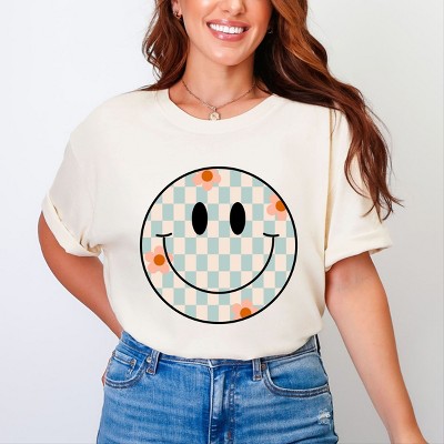 Simply Sage Market Checkered Smiley Face Garment Dyed Tee