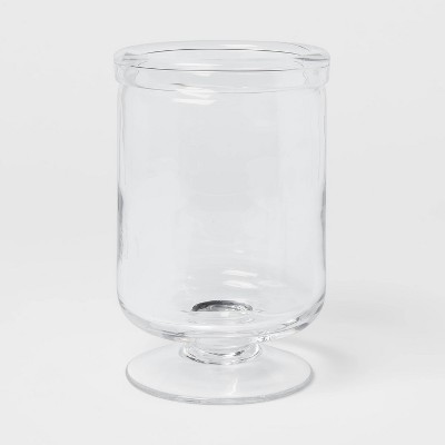 7.5&#34; x 5&#34; Glass Seeded Hurricane Candle Holder Clear - Threshold&#8482;