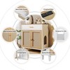 3 IN 1 Cat House Sideboard Cat Litter Box Enclosure Storage Cabinet Buffet Cabinet with Cat Scratcher & Charging Station - ModernLuxe - 3 of 4