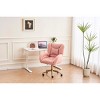 Modern Tufted Office Chair with Teddy Fabric and Adjustable Swivel Base for Home Office-3irtyhousy - 2 of 4